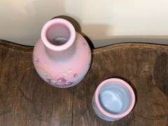 Fenton Blue Burmese Tumble-Up Glass Messenger