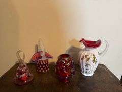 Koi Fish Fairy Lamp, Fenton Hand Painted Glass Pitcher, Fenton Stars and Stripes Basket, Fenton "Swa