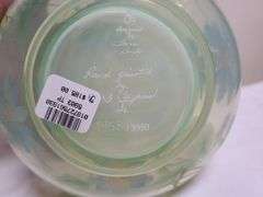 Fenton Vaseline Hand Painted Lidded Jar