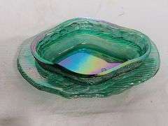 Blue Opaline Milk Glass Hen on Nest Dish, Glass Chicken Hen 7 Deviled Egg Holder