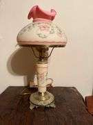 Fenton Jacobean Floral Burmese Lamp - Limited Edition - Handpainted