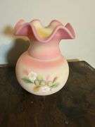Fenton Burmese Glass Ruffled Vase