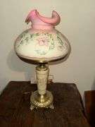 Fenton Jacobean Floral Burmese Lamp - Limited Edition - Handpainted