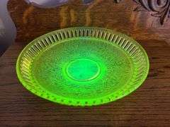 Yellow Uranium Glass Fruit Bowl