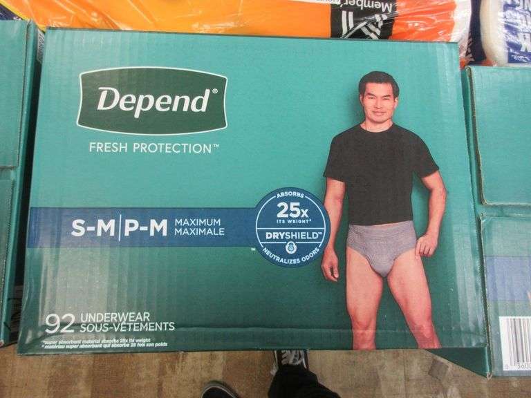 3) Depend Men's Underwear Size S/M