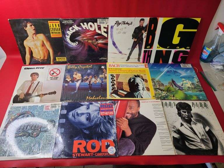 12) Vinyl Record Albums - John Cougar Mellencamp, Rod Stewart, Chicago, Glenn Fry and More