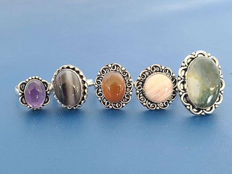 5) Ladies Gemstone Rings Sizes 8.5, 9, 9.5