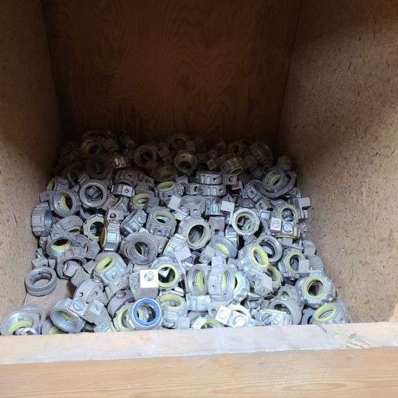 Contents of Bottom Two Rows of Bins: Bushings, PVC Elbows, PVE Conduit Couplings and More