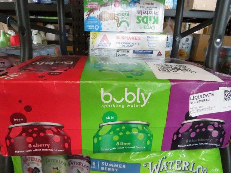 Bubly Sparkling Water, 2) Waterloo Sparkling Water