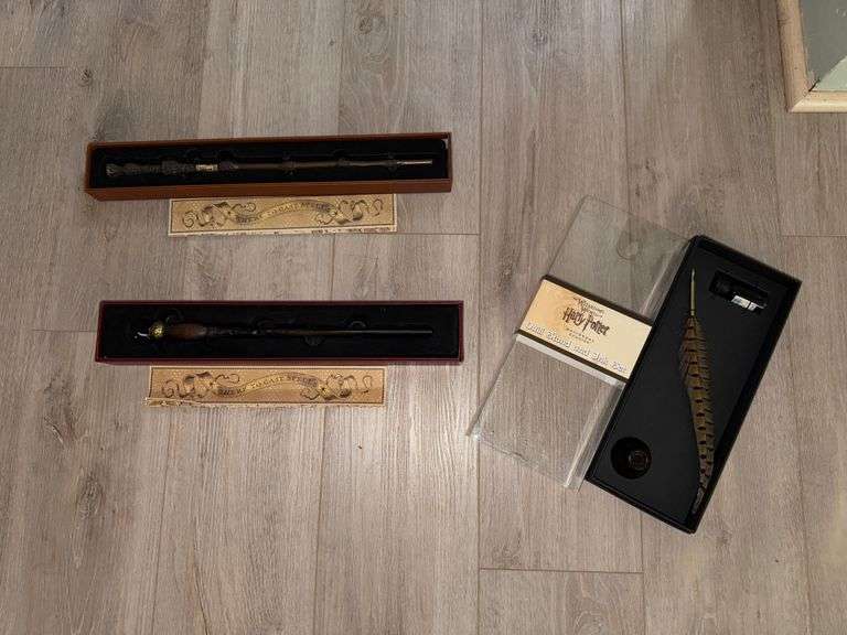 2) Harry Potter Wands and Quill Stand and Ink Set