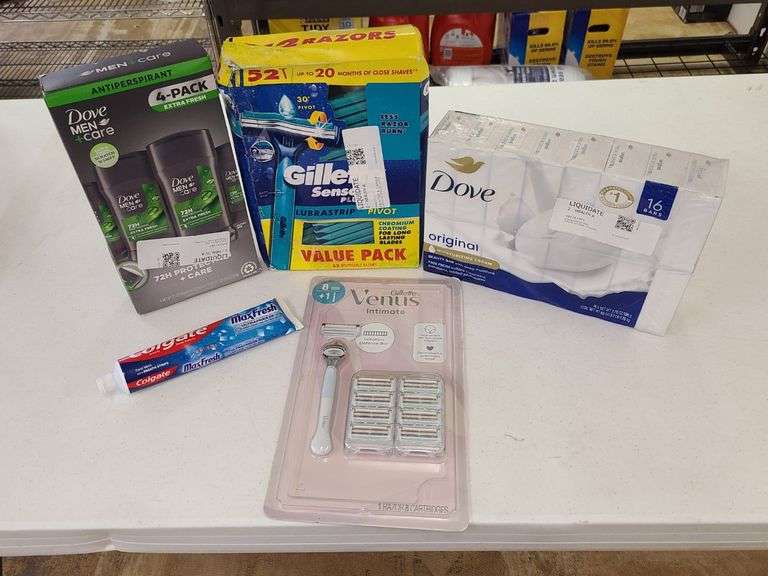 Dove Men Care Deodorant, Gillette Razors, Dove Bar Soap, Venus Razor, Colgate