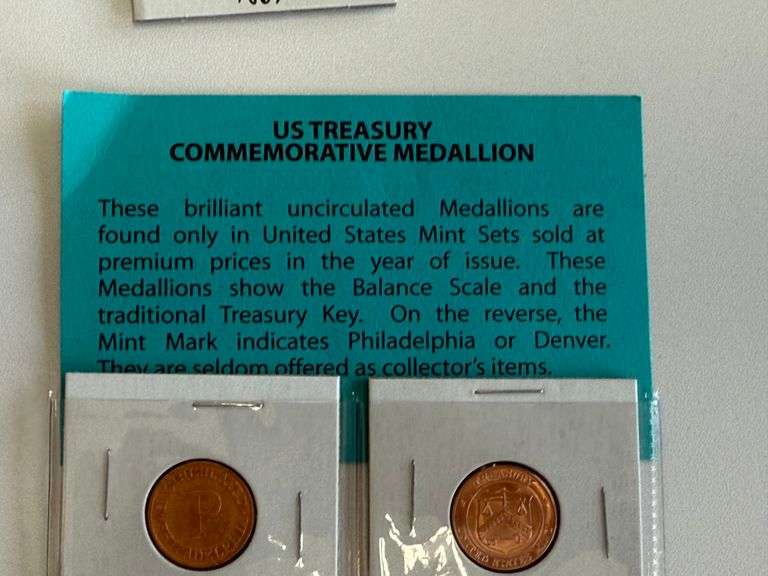 8) US Treasury Commemorative Medallions