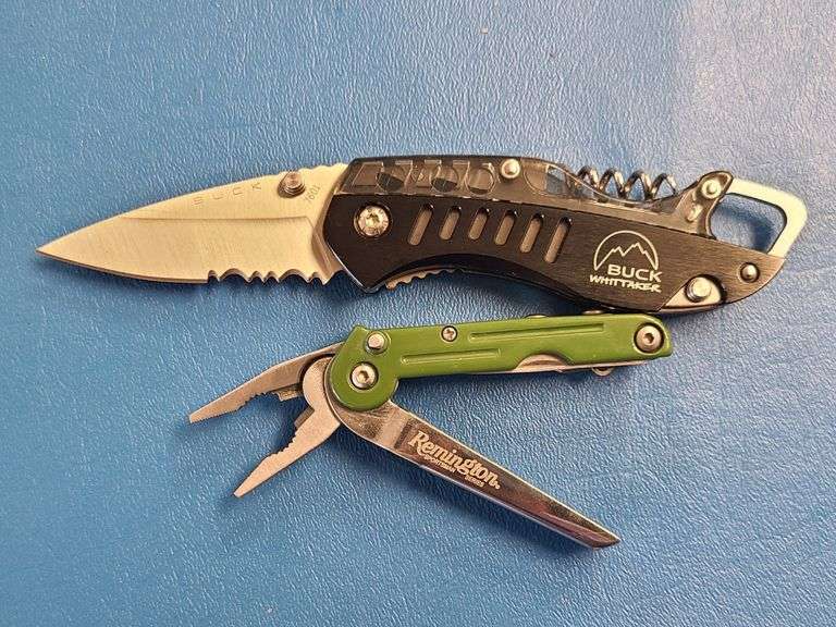4) Folding Pocket Knives, 2) Sheaths, 1) Folding Multi Tool