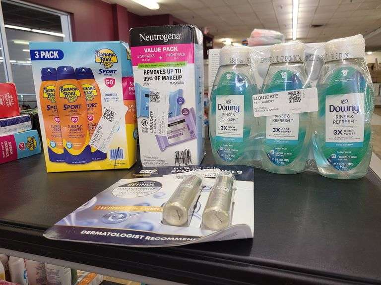 Banana Boat Sun Screen, Neutrogena Makeup Remover, Downy Rinse & Refresh, ROC Deep Wrinkle Serum
