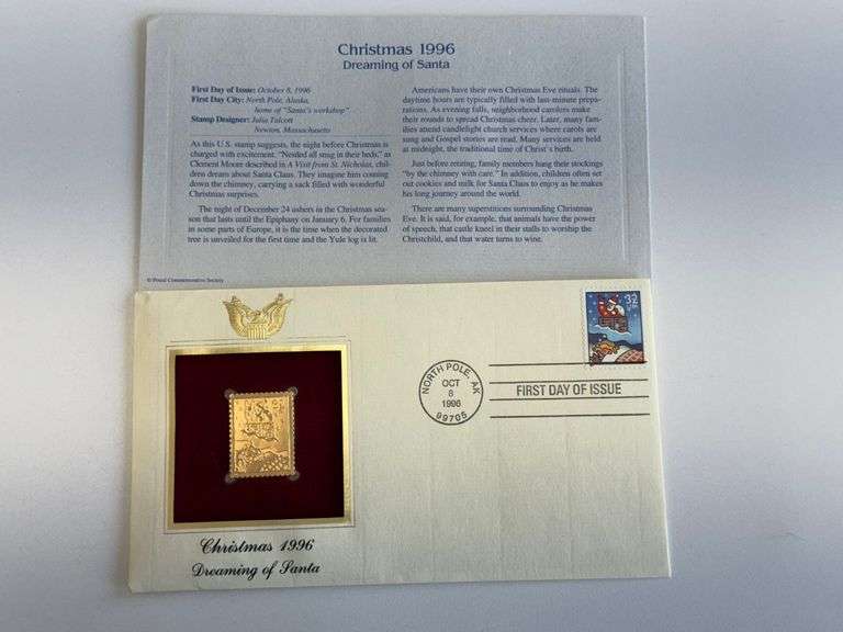 Christmas 1996 Dreaming of Santa Gold Stamp Replica