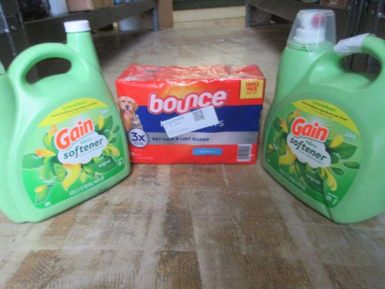 2) Gain Fabric Softener, Bounce Dryer Sheets