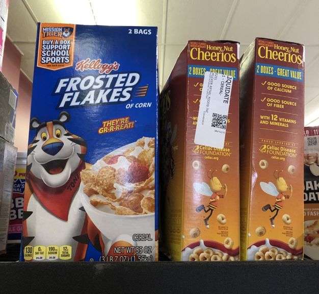 Kellogg's Frosted Flakes 2pk, 2) Honey Nut Cheerios 2pk