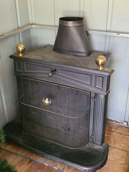 Vintage Franklin Cast Iron Wood Burning Stove