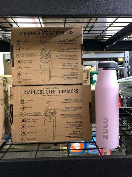 2) Double Wall Stainless Steel Tumblers 2pk, Zulu Water Bottle