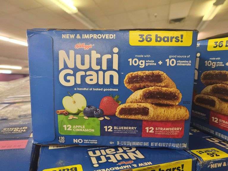 10) Kellogs NutriGrain Breakfast Bars Variety 36pk