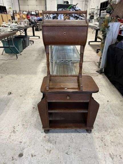 Wooden Side Table with Drawer, Wooden Sewing Box