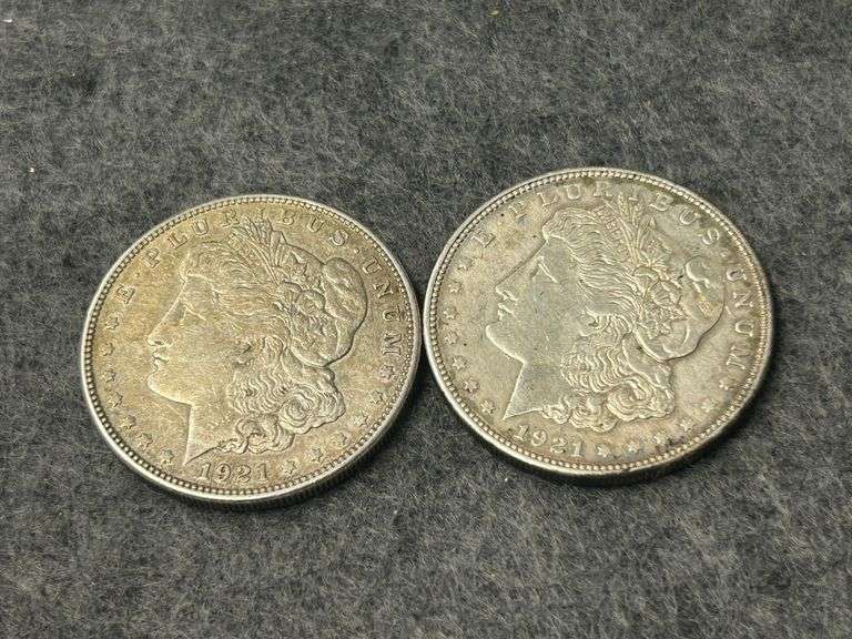 2) 1921 Silver Morgan Dollars