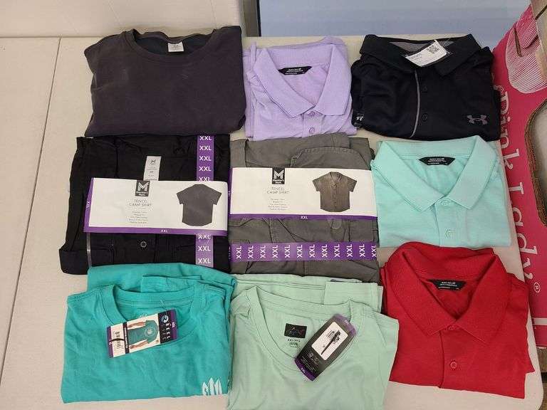 9) Men's T-Shirts, Button Down Shirts, Polo Shirts,