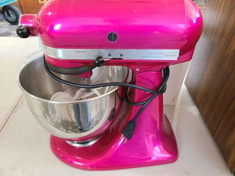 Microwave, Mixer and Box of Assorted Grinder Parts