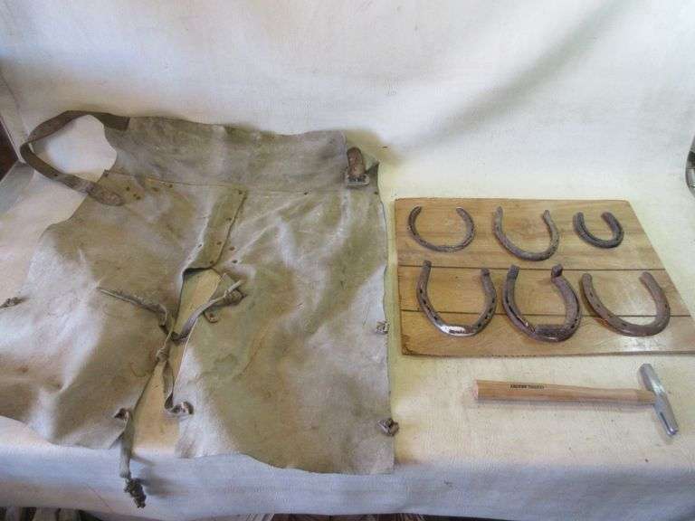 Farrier Chaps, Horseshoe Sample Board, Hammer