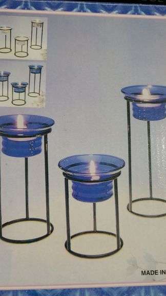 Votive Candle Trio Blue Nib Set