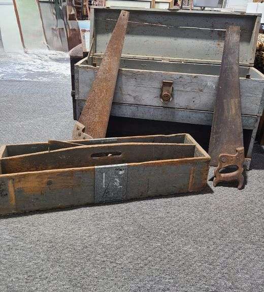 Wooden Tool Chest with Contents