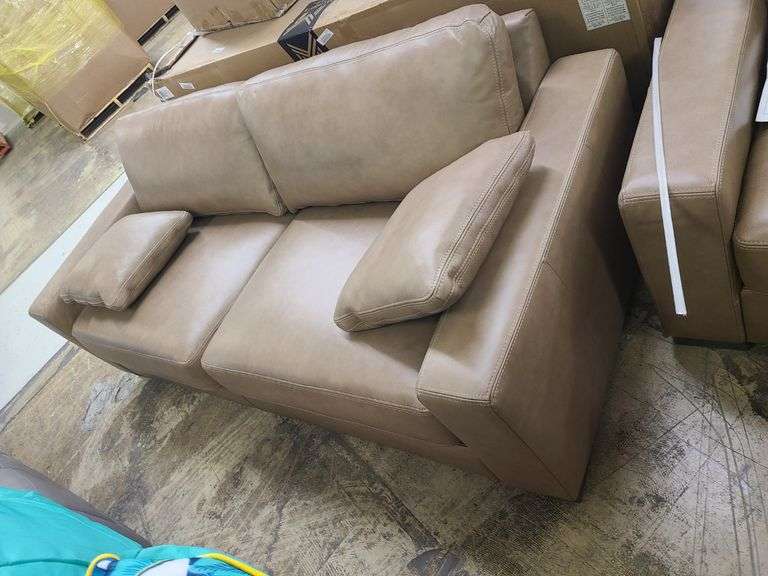 1) Harrison Leather Chair, 1) Harrison Leather Sofa with Cushions