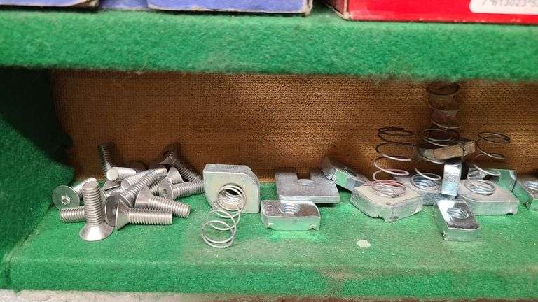 Shelving Unit With Contents: Screws, Washers, Spring Nuts, Fasteners, Screw Anchors and More