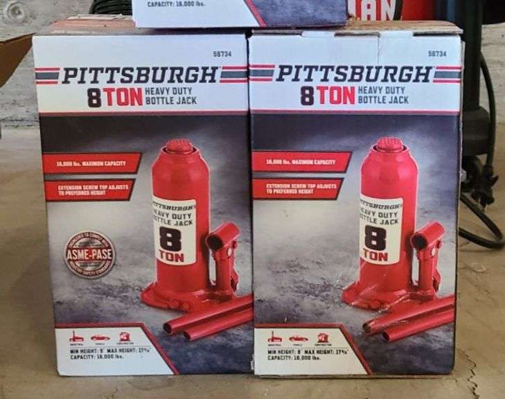 2) Pittsburgh 8 Ton Bottle Jacks, Bottle Jack Accessories