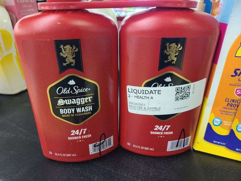 Old Spice Swagger Body Wash, Banana Boat Sun Screen, Dove Men Care