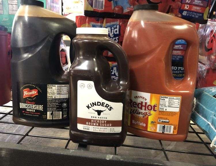 French's Worcestershire Sauce, Kinder's BBQ Sauce, Frank's Red Hot Buffalo Sauce