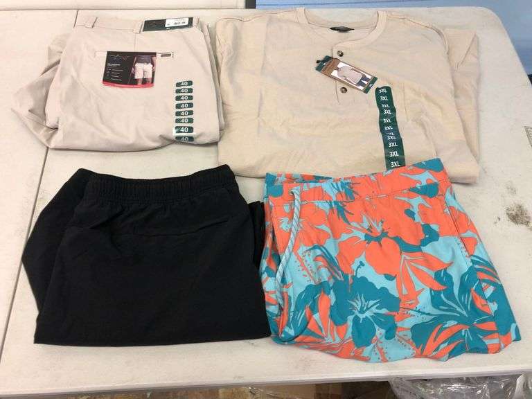 Eddie Bauer Short Sleeve Henley, ZeroXposur Swim Trunk, Active Stretch Short, Classic Short Size 40