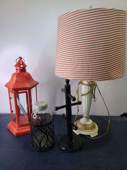 Lamp, Candle Lantern, and Other Assorted Household Decorations