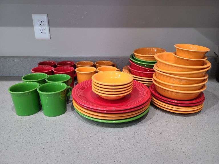 Fiesta Ware 44 Pcs.: Plates, Cups, Bowls, Saucers