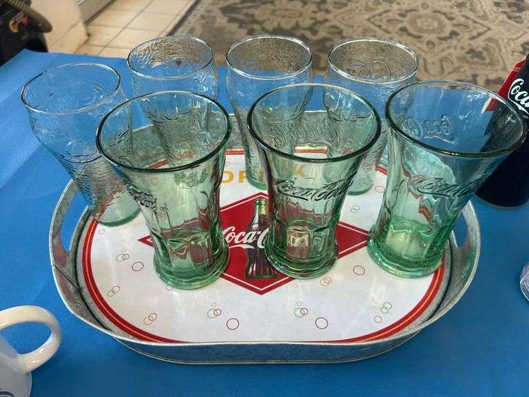 Coca-Cola Trays and Glasses, Umbrella, More