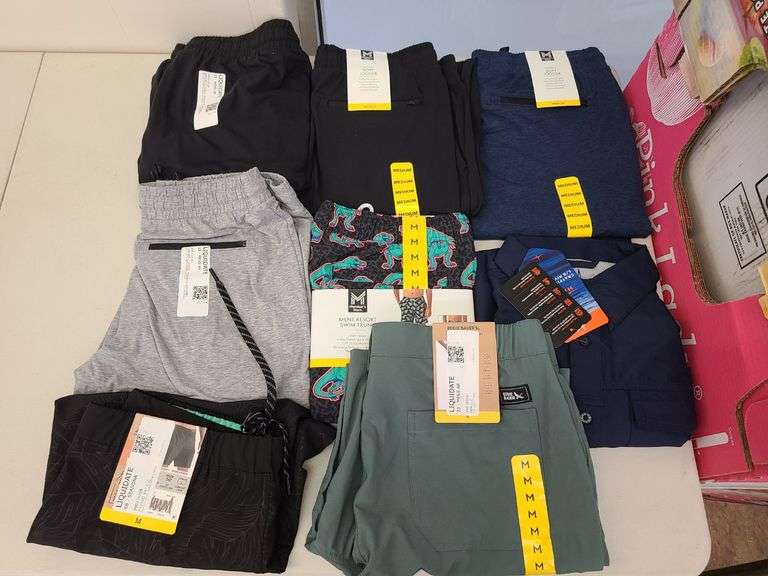 8) Men's Swim Trunks, Shorts, Soft Joggers, Button-up Shirt