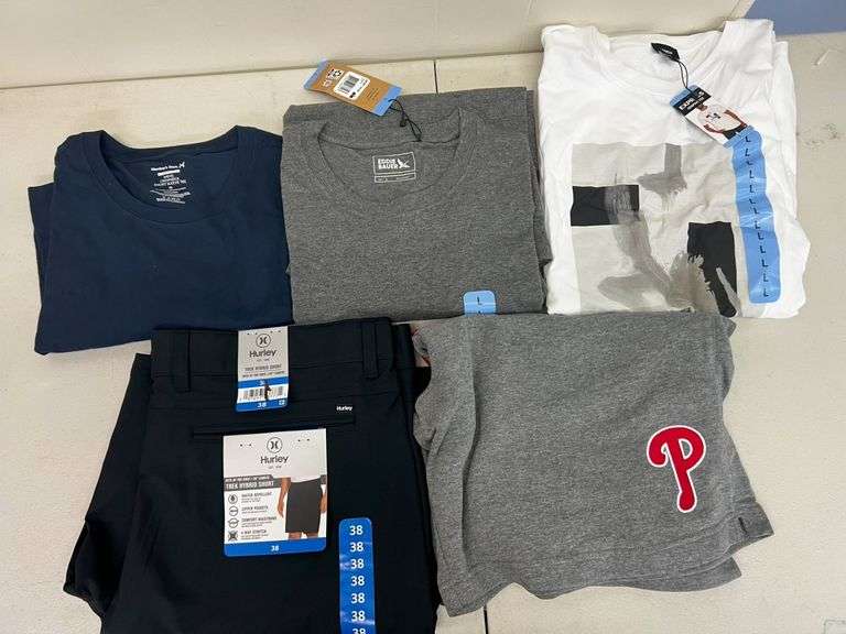 Crewneck Tee, Eddie Bauer Tee, Express Graphic Tee, Hurley Hybrid Short, MLB Phillies Sweats