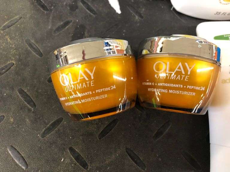 2) Olay Ultimate Hydrating Moisturizer, Dove Advanced Care Deodorant, Gillette Sensitive Shave Gel, 
