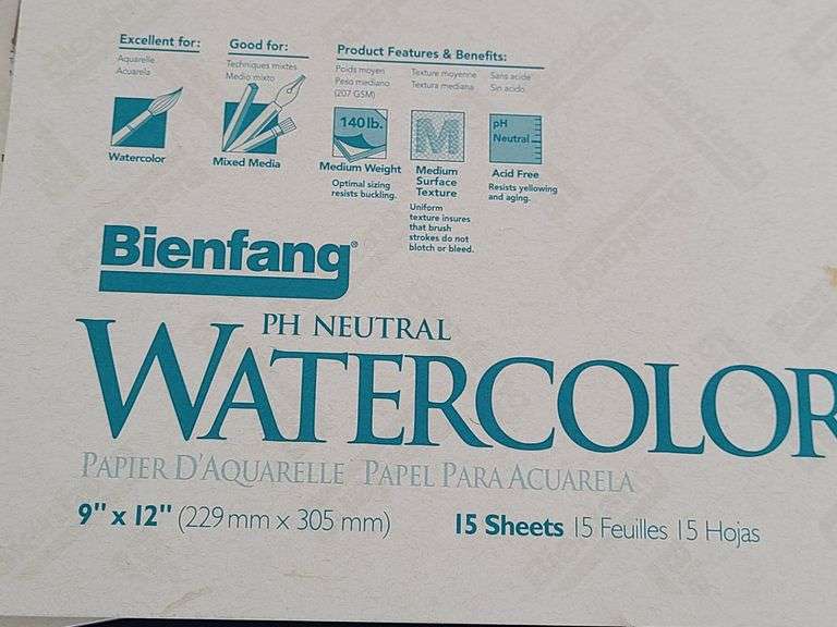 13) Bienfang Watercolor 9"x12" Art Paper, 5) Prang Charcoal Pencils