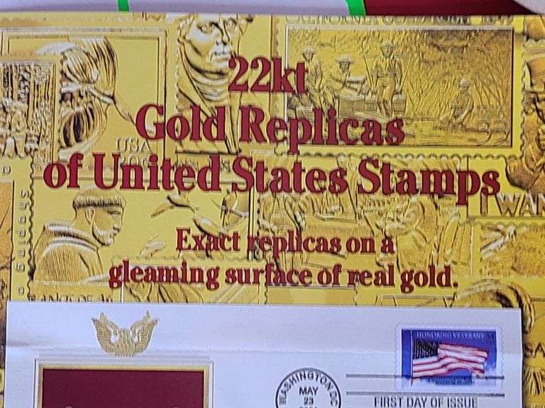 Gold Replicas of "Civil War" and "Great Plains Prairie" United States Stamps