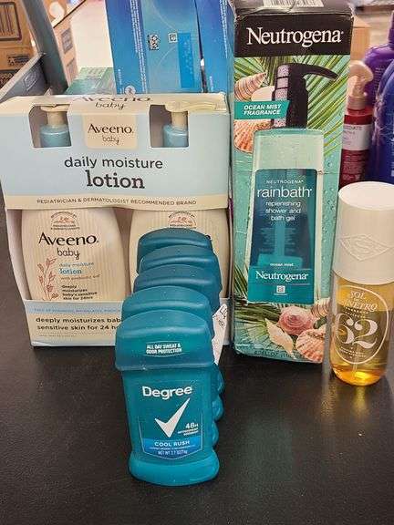 Aveeno Baby Lotion, Degree Deodorant, Rainbath Bath Gel, Sol De Janeiro Fragrance