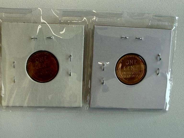 6) Indian Head Cents, 2) Brilliant Uncirculated Old Wheat Cents