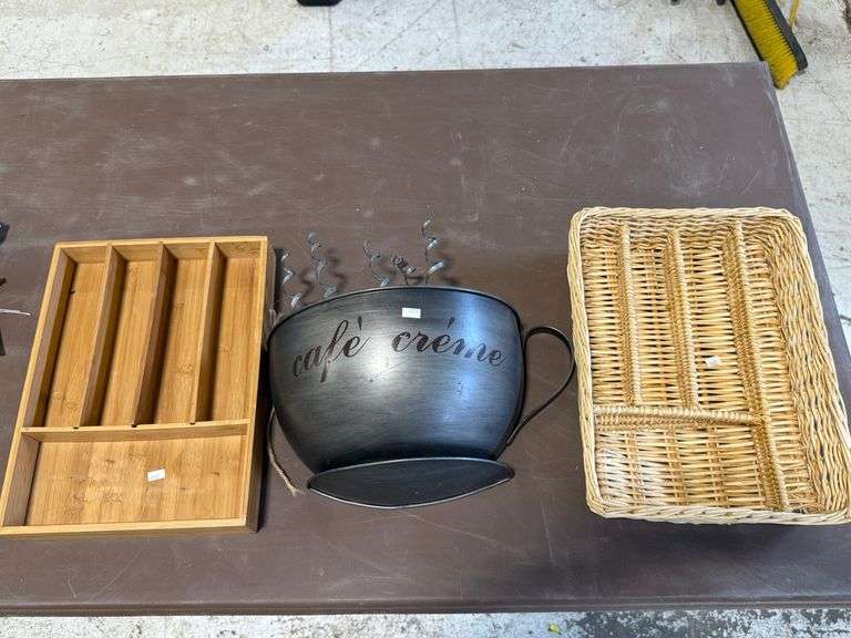 2) Utensil Organizers, Cafe Creme Wall Decor