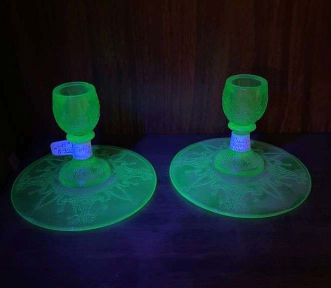 2) Uranium Candle Stick Holders