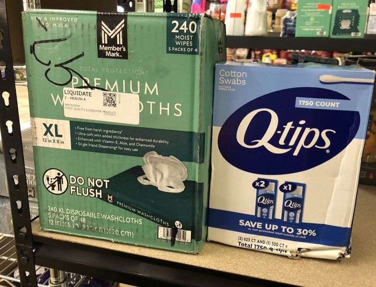Premium Washcloths, Q-Tips Cotton Swabs